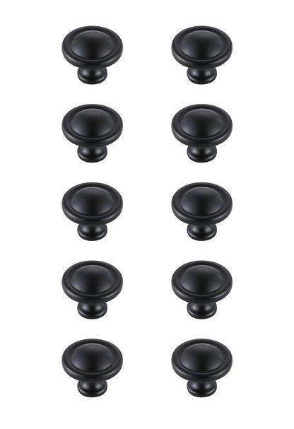 Garlande 1.2" Diameter Matte Black Mushroom Knob Multipack (Set of 10)