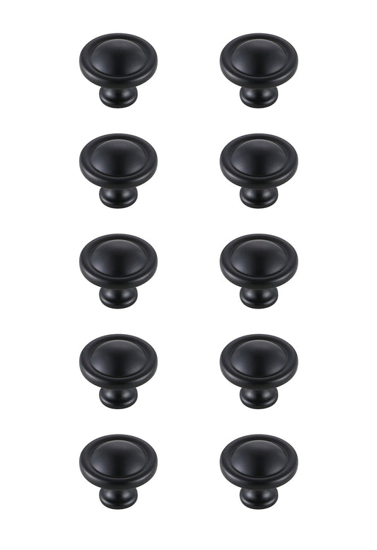 Garlande 1.2" Diameter Matte Black Mushroom Knob Multipack (Set of 10)
