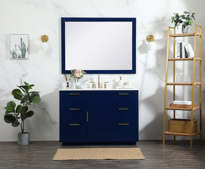 48 inch Single bathroom vanity in blue with backsplash