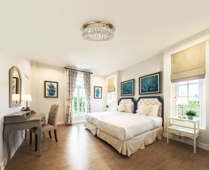 Monroe LED light gold Flush mount Clear Royal Cut Crystal