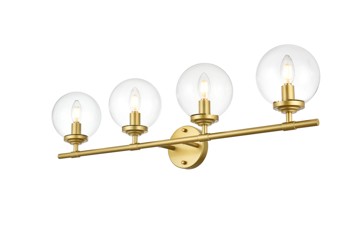 Ingrid 4 light Brass and Clear Bath Sconce