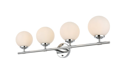 Ansley 4 light Chrome and frosted white Bath Sconce