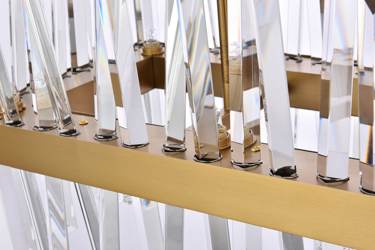 Serephina 30 inch crystal rectangle chandelier light in satin gold