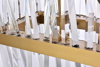 Serephina 30 inch crystal rectangle chandelier light in satin gold