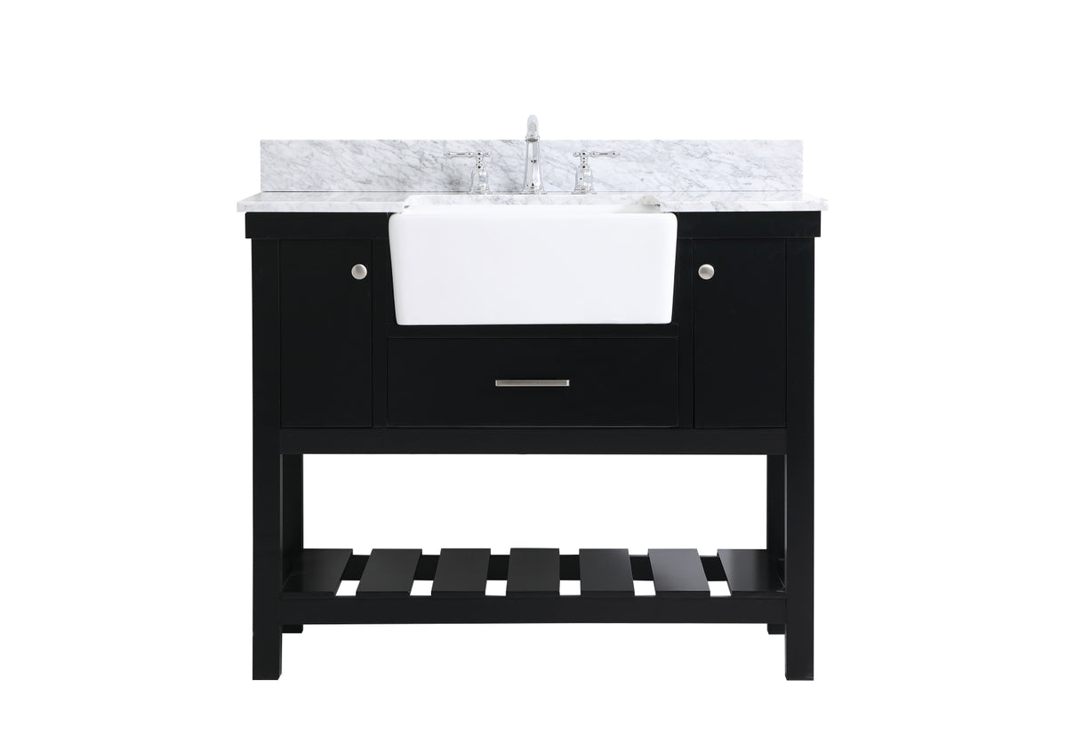42 inch Single bathroom vanity in black with backsplash