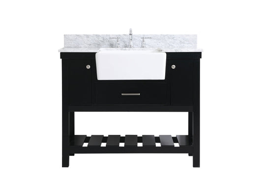 42 inch Single bathroom vanity in black with backsplash
