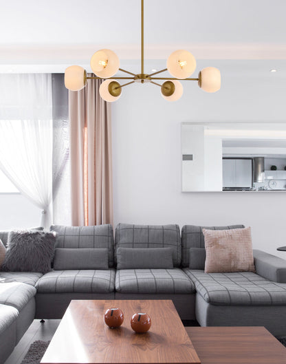 Briggs 36 inch pendant in brass with white shade