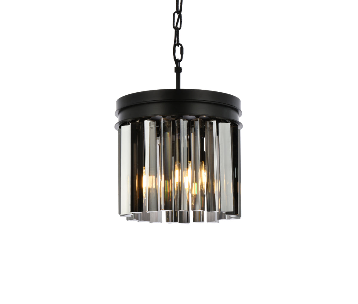 Sydney 3 light Matte Black Pendant Silver Shade (Grey) Royal Cut Crystal