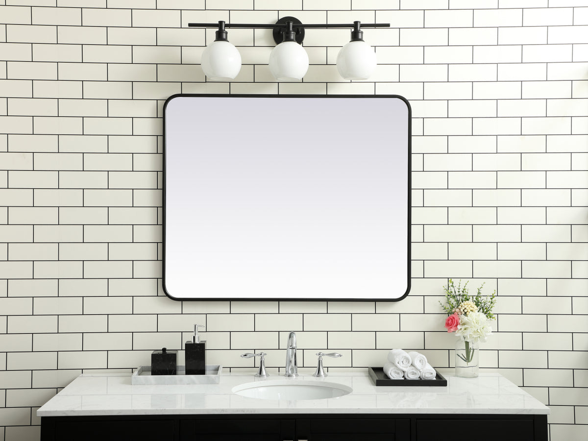 Soft corner metal rectangular mirror 30x36 inch in Black
