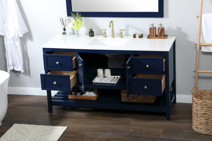 60 inch Single bathroom vanity in blue