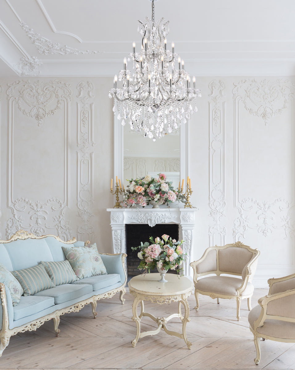 Maria Theresa 28 light Chrome Chandelier Clear Royal Cut Crystal