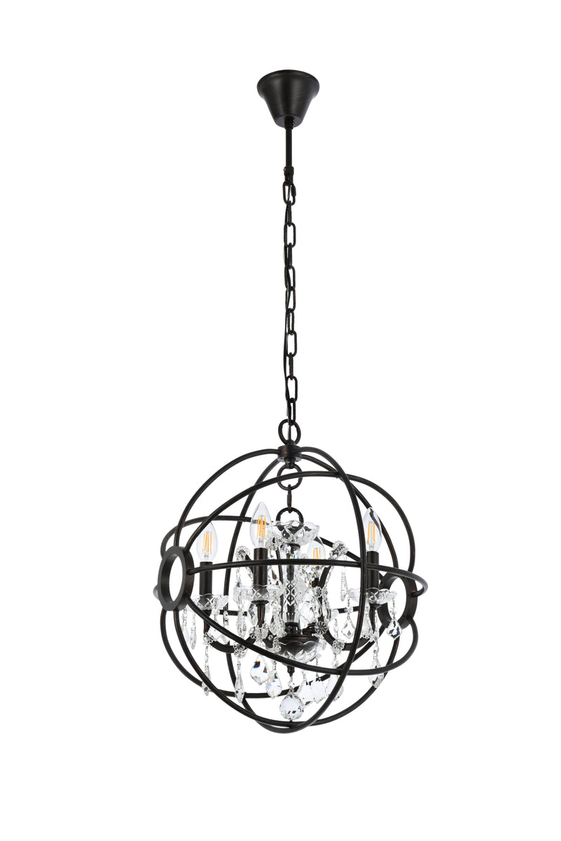 Geneva 4 light Dark Bronze Pendant Clear Royal Cut crystal