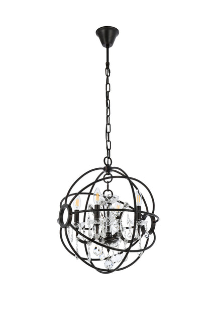 Geneva 4 light Dark Bronze Pendant Clear Royal Cut crystal