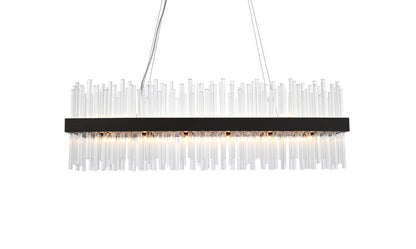 Dallas 42 inch rectangle crystal pendant in black
