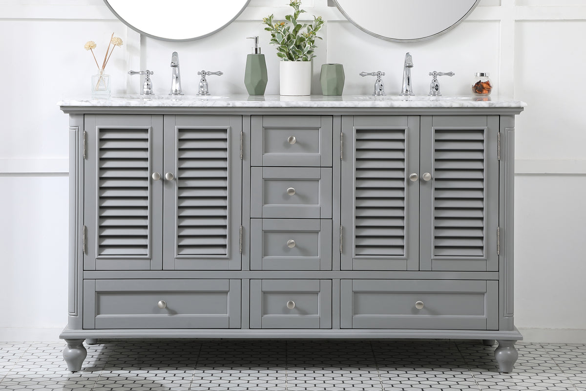 60 inch double bathroom vanity in grey