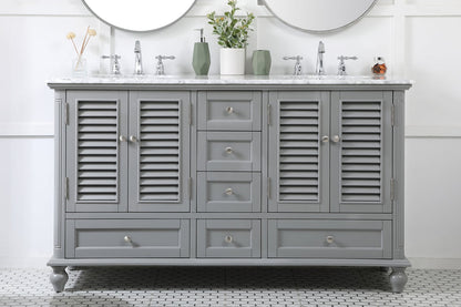 60 inch double bathroom vanity in grey
