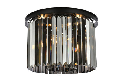 Sydney 6 light Matte Black Flush Mount Silver Shade (Grey) Royal Cut Crystal
