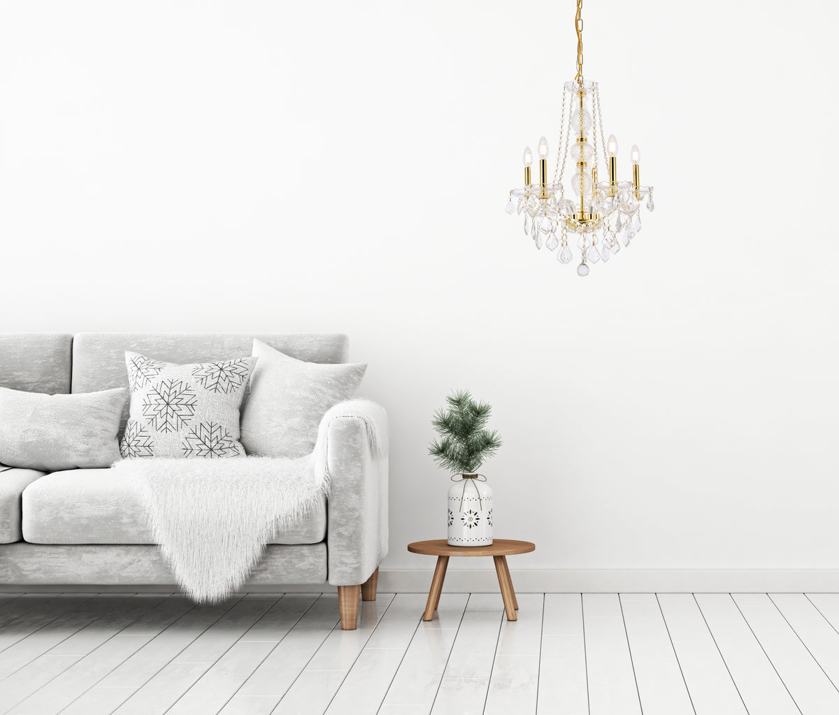 Verona 5 light Gold Chandelier Clear Royal Cut Crystal