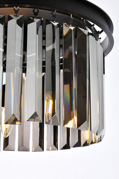 Sydney 3 light Matte Black Pendant Silver Shade (Grey) Royal Cut Crystal