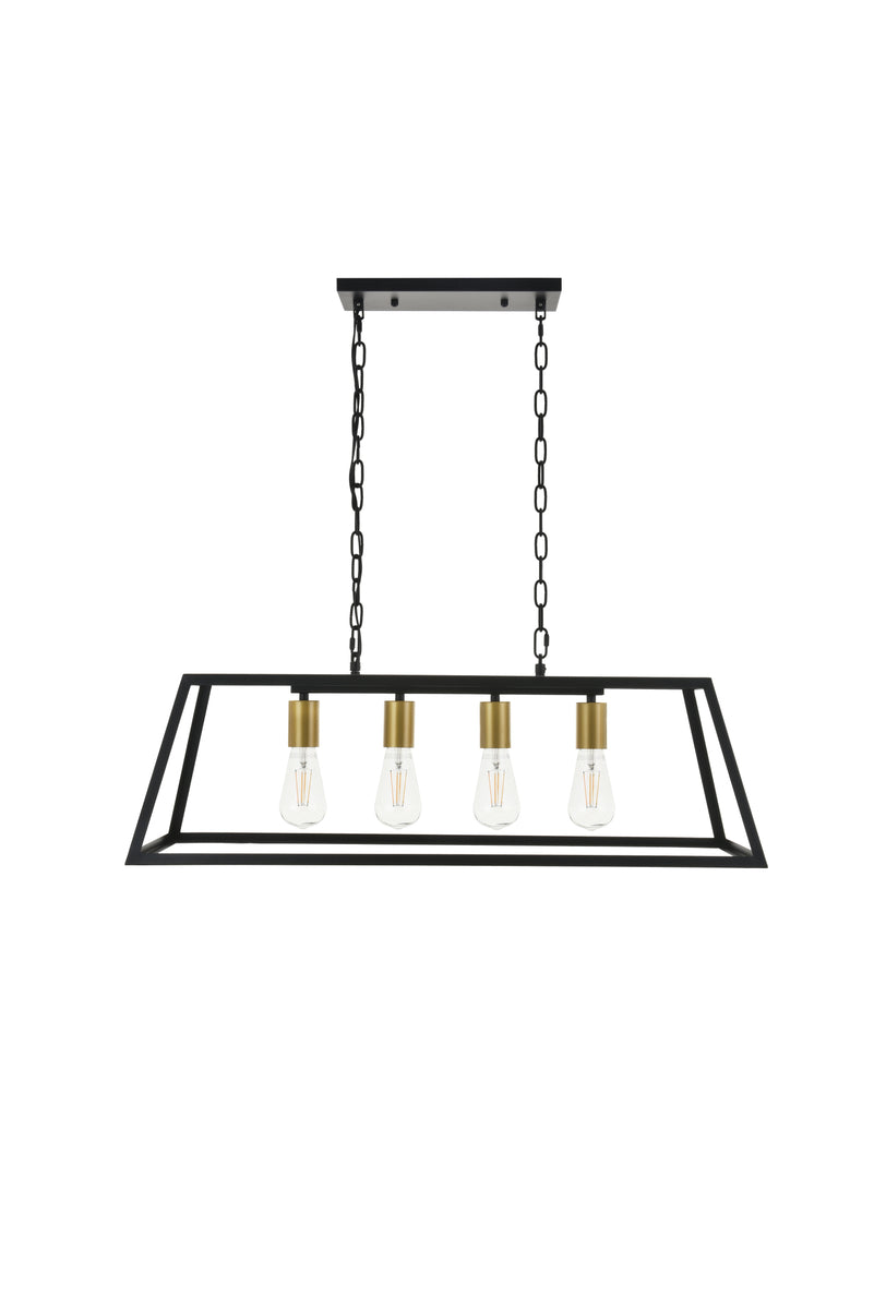 Resolute 4 light brass and black Pendant