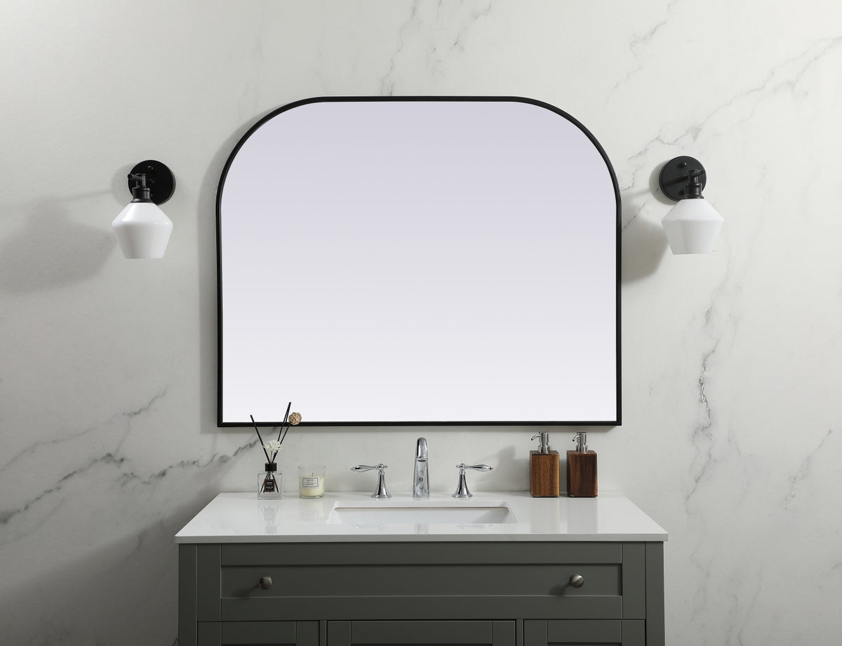 Metal Frame Arch Mirror 42x34 Inch in Black