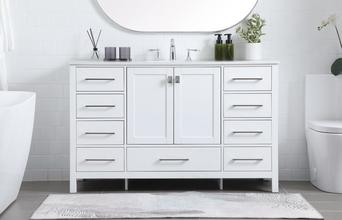 54 Inch SIngle Bathroom Vanity In White