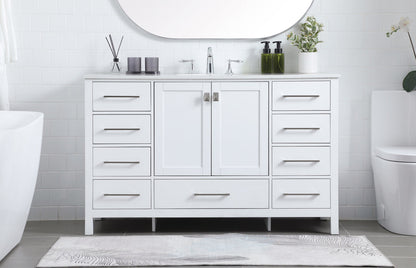54 Inch SIngle Bathroom Vanity In White