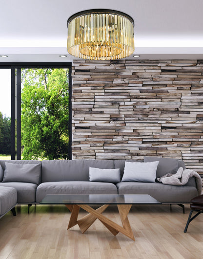 Sydney 8 light Matte Black Flush Mount Golden Teak (Smoky) Royal Cut Crystal