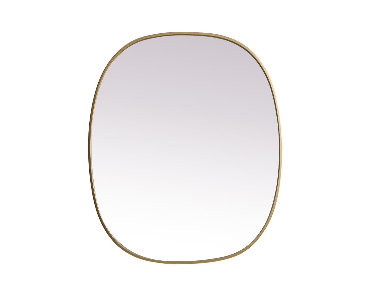 Metal Frame Oval Mirror 30x36 Inch in Brass