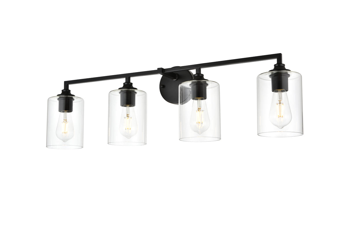 Mayson 4 light Black and Clear Bath Sconce