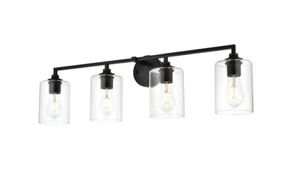 Mayson 4 light Black and Clear Bath Sconce
