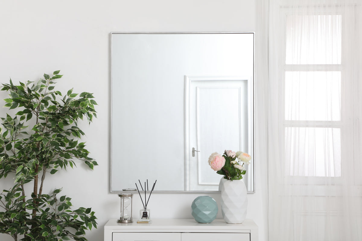 Metal frame rectangle mirror 36 inch in silver