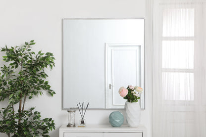 Metal frame rectangle mirror 36 inch in silver