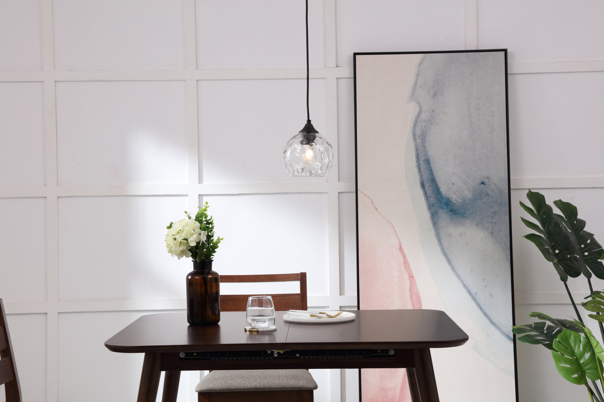 Cashel 1 light Black and Clear glass pendant