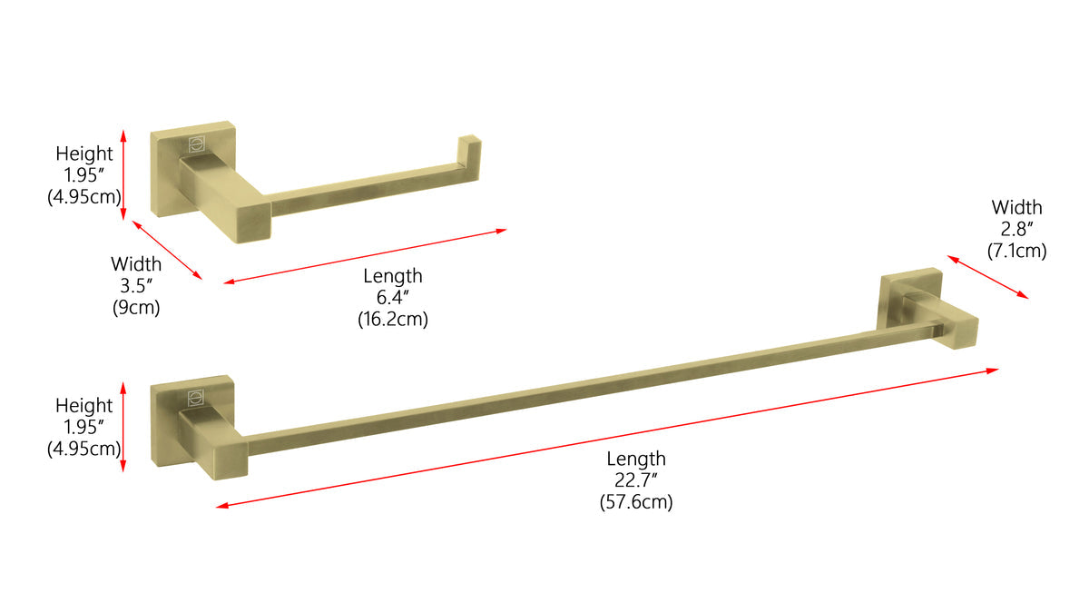 Isla 2-Piece Bathroom Hardware Set in Brushed Gold