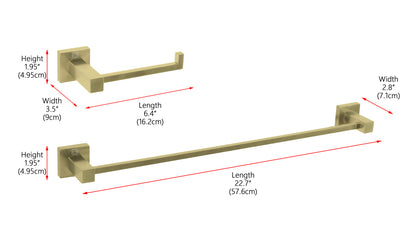 Isla 2-Piece Bathroom Hardware Set in Brushed Gold