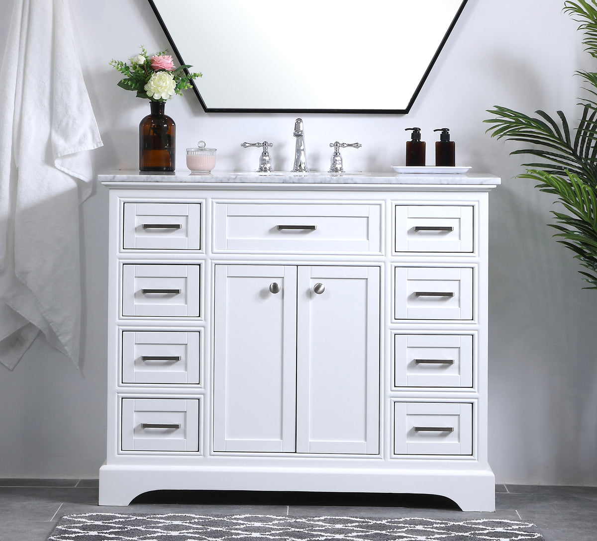 42 in. Single Bathroom Vanity set in white