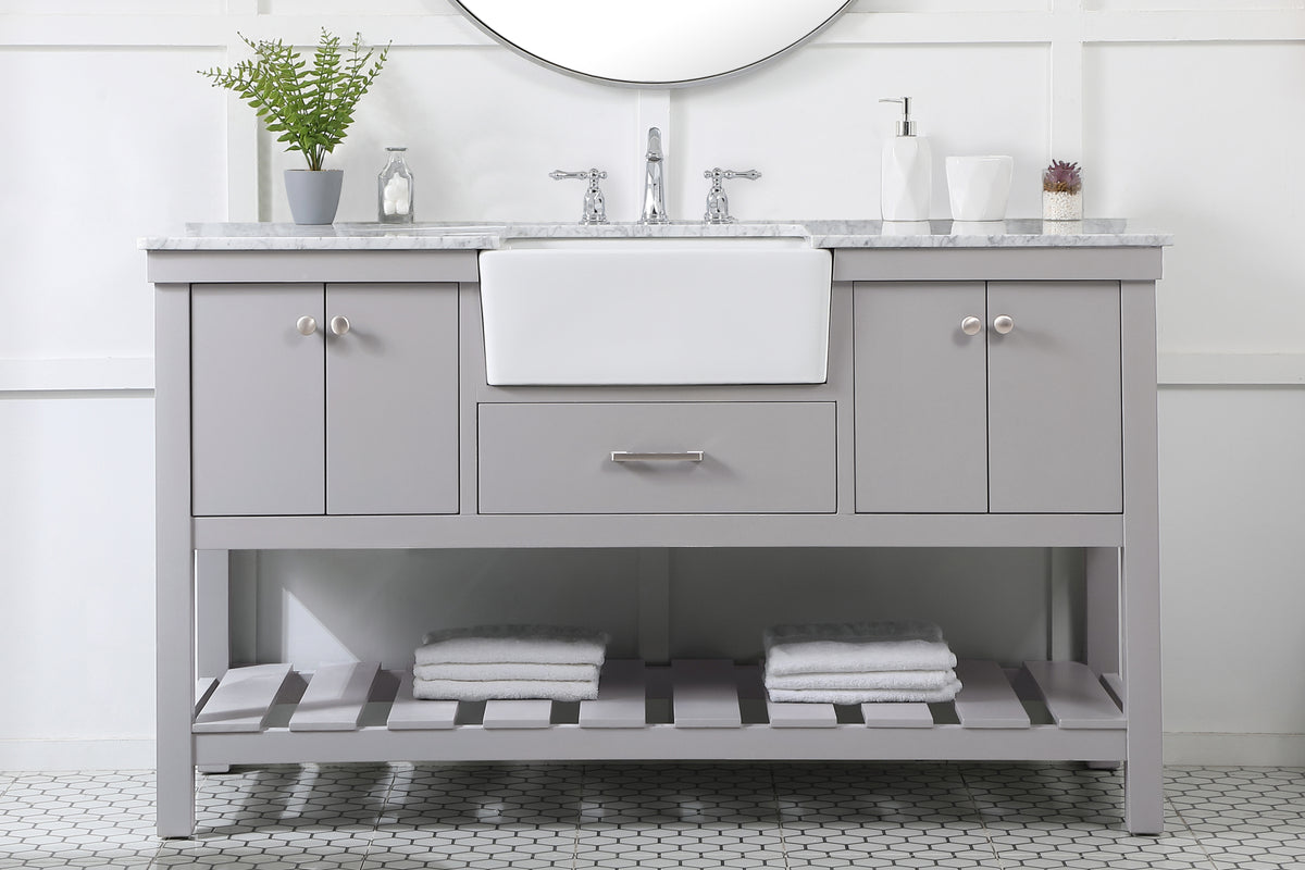 60 inch Single bathroom vanity in grey