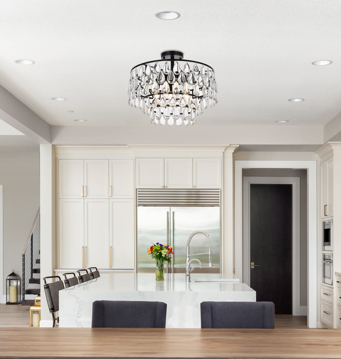 Mila 18 inch flush mount in black