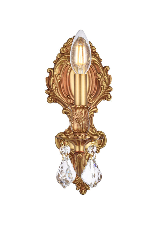Monarch 1 light French Gold Wall Sconce Clear Royal Cut Crystal