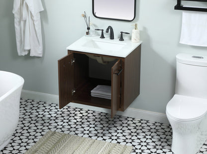 24 inch Single bathroom vanity in walnut