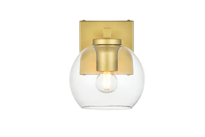 Juelz 1 light Brass and Clear Bath Sconce