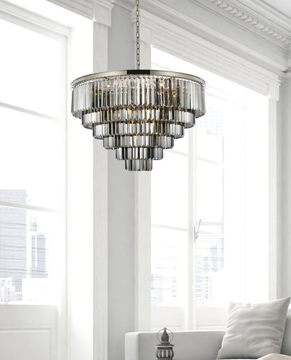 Sydney 33 light polished nickel Chandelier Silver Shade (Grey) Royal Cut Crystal