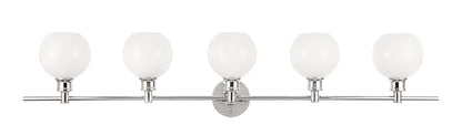 Collier 5 light Chrome and Frosted white glass Wall sconce