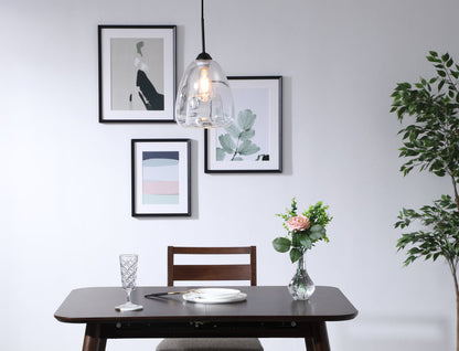 Kason 1 light Black and Clear glass pendant