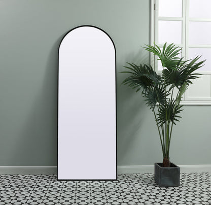 Metal Frame Arch Full Length Mirror 28x74 Inch in Black