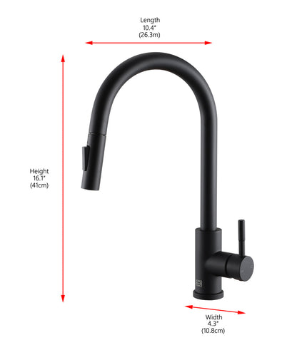 Luca Single Handle Pull Down Sprayer Kitchen Faucet with touch sensor in Matte Black