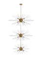 Sienna 46 inch three tiers crystal starburst chandelier in satin gold