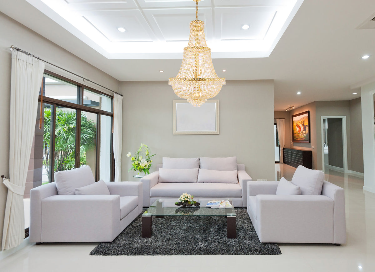 Century 17 light Gold Chandelier Clear Royal Cut Crystal