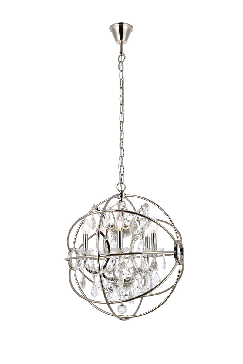 Geneva 5 light polished nickel Pendant Clear Royal Cut crystal